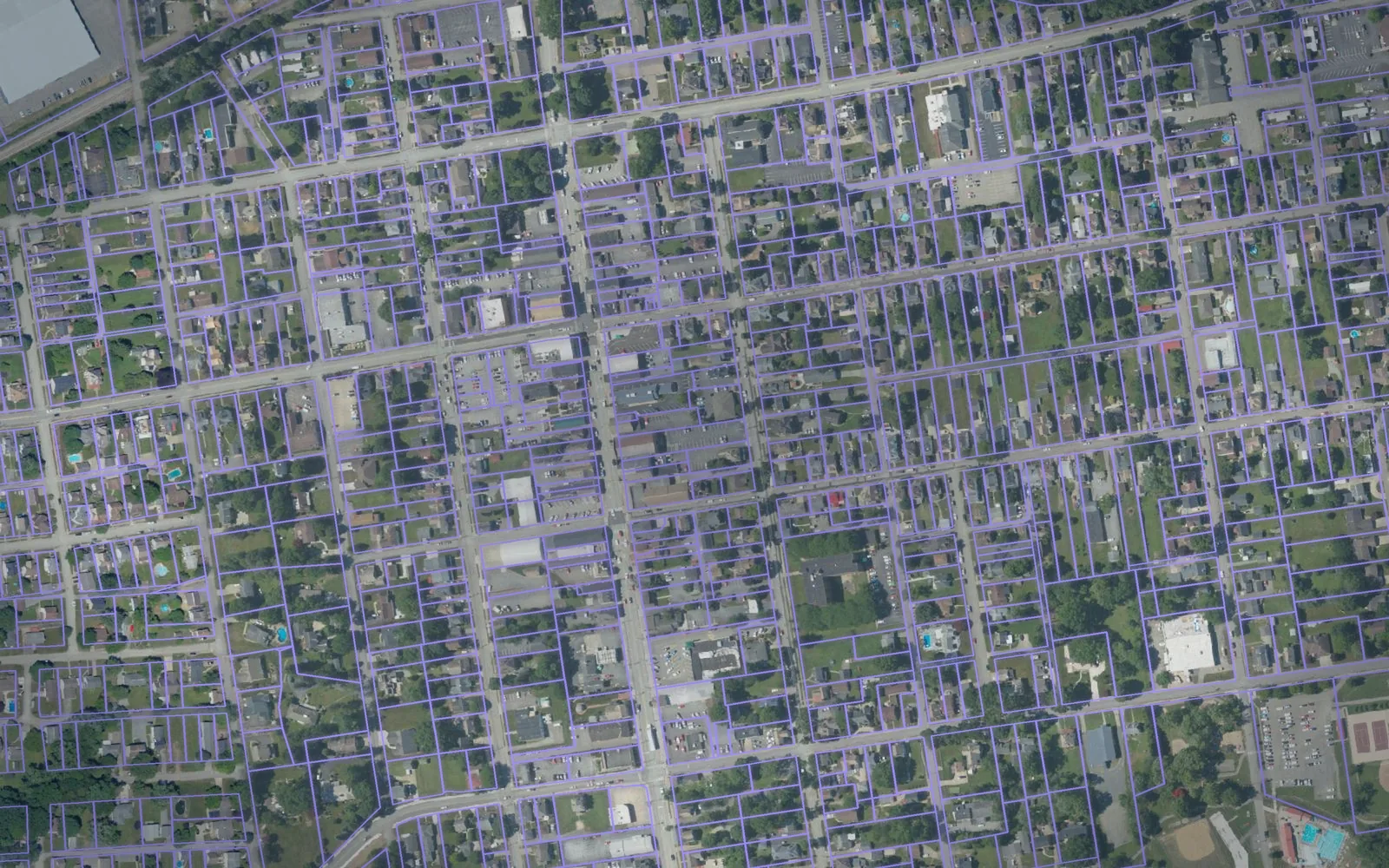 Parcel boundaries over aerial imagery of Butler County, Pennsylvania