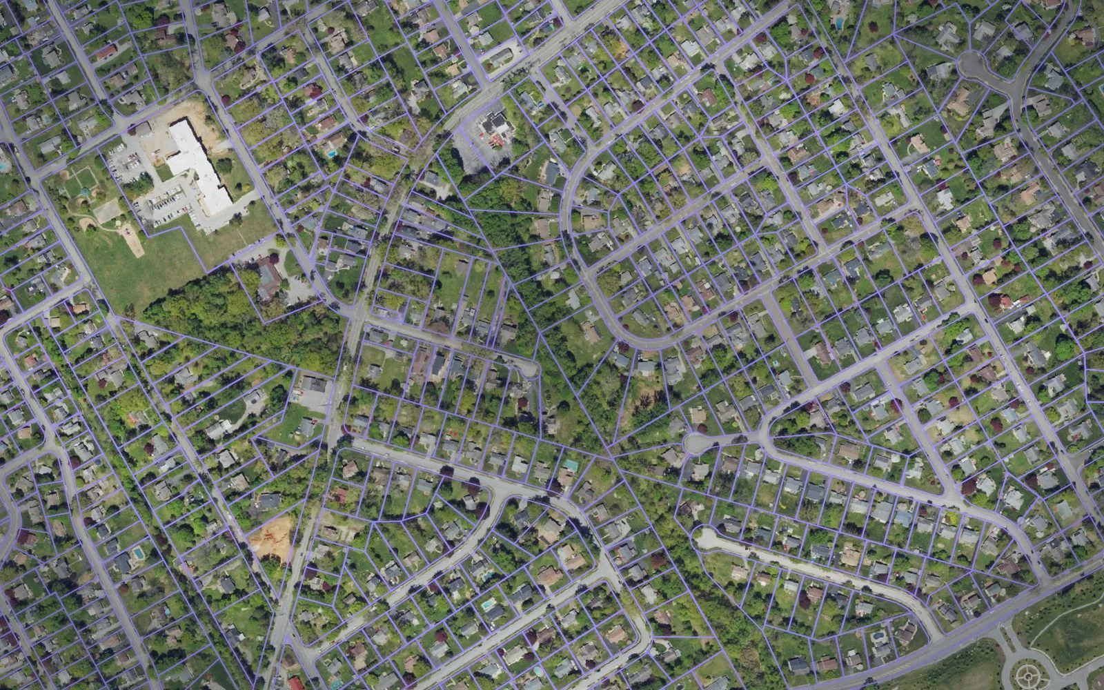 Parcel boundaries over aerial imagery of Chester County, Pennsylvania