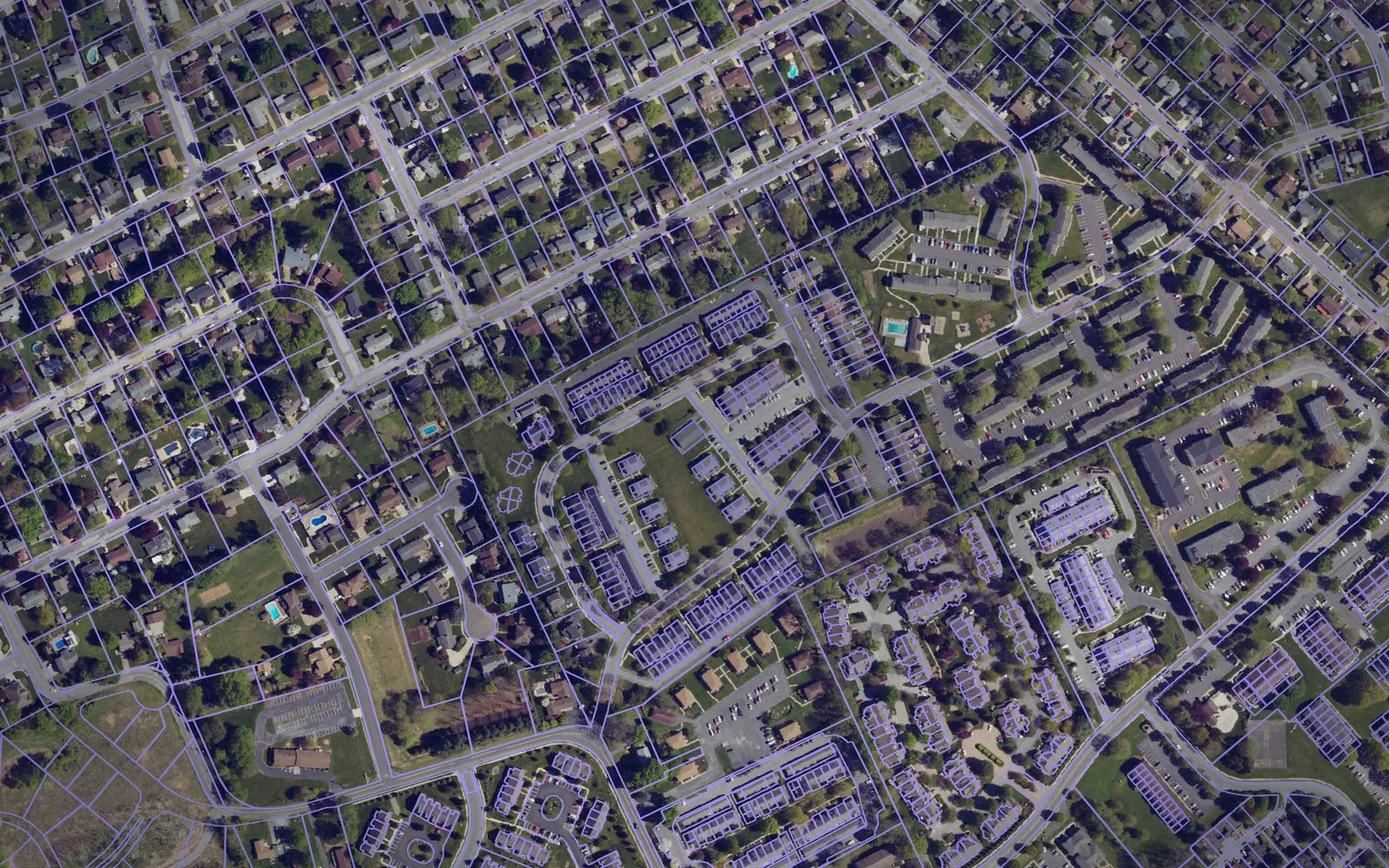 Parcel boundaries over aerial imagery of Cumberland County, Pennsylvania