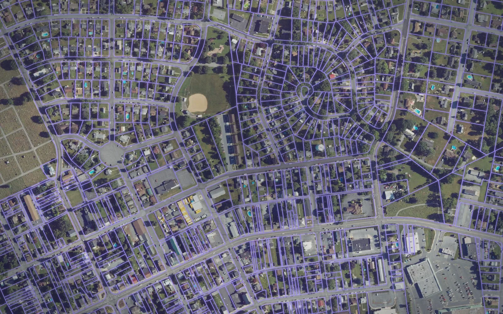 Parcel boundaries over aerial imagery of Dauphin County, Pennsylvania