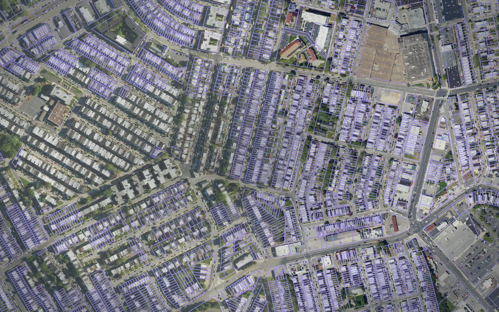 Parcel boundaries over aerial imagery of Delaware County, Pennsylvania