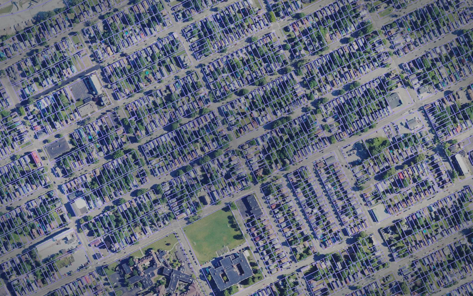Parcel boundaries over aerial imagery of Erie County, Pennsylvania