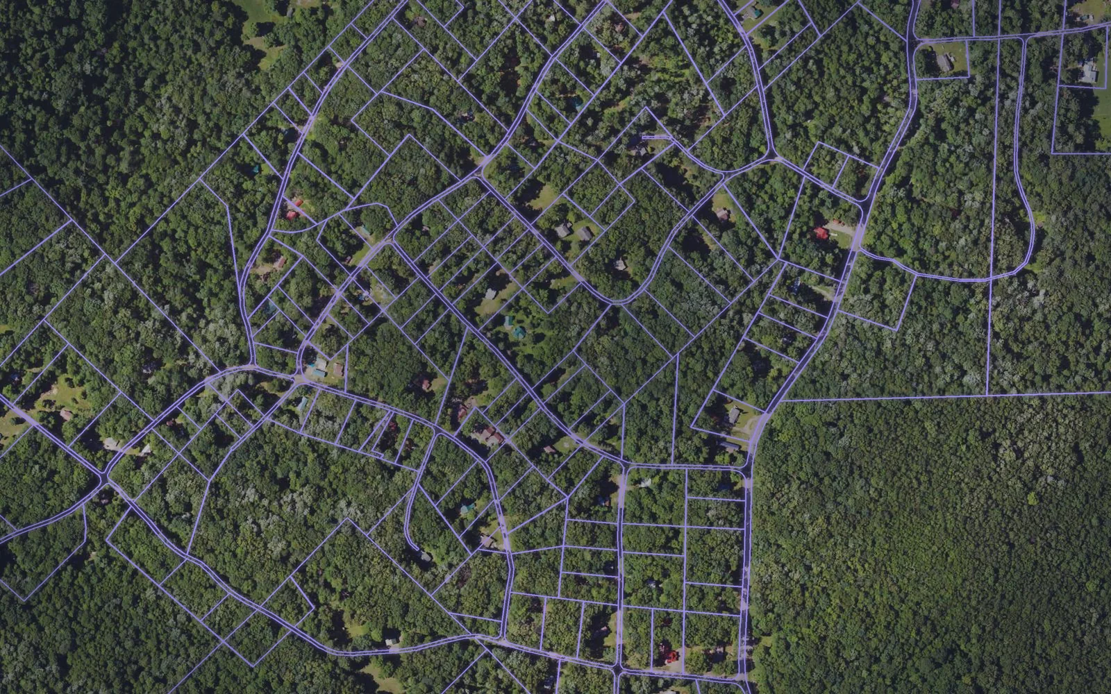 Parcel boundaries over aerial imagery of Forest County, Pennsylvania