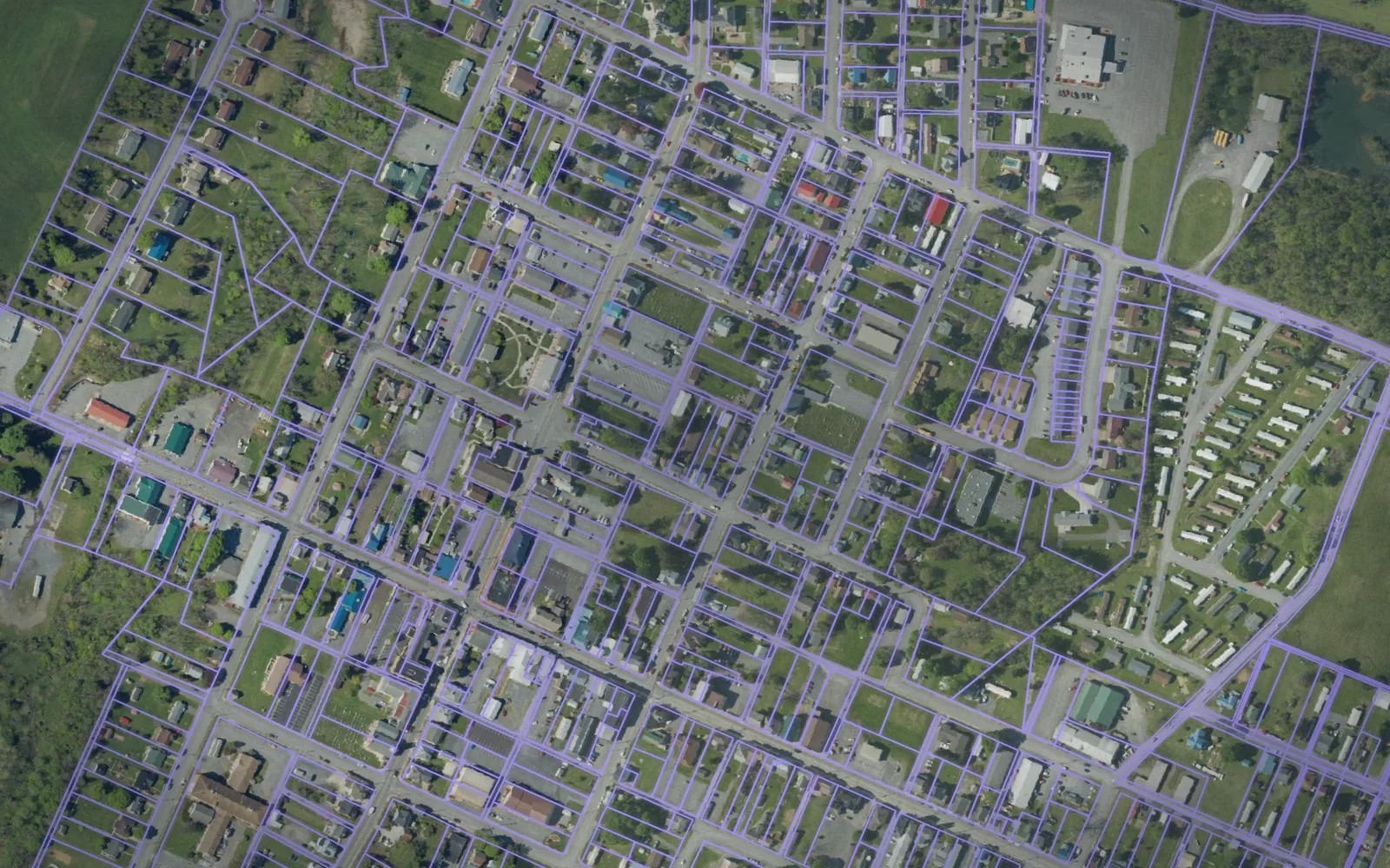 Parcel boundaries over aerial imagery of Fulton County, Pennsylvania