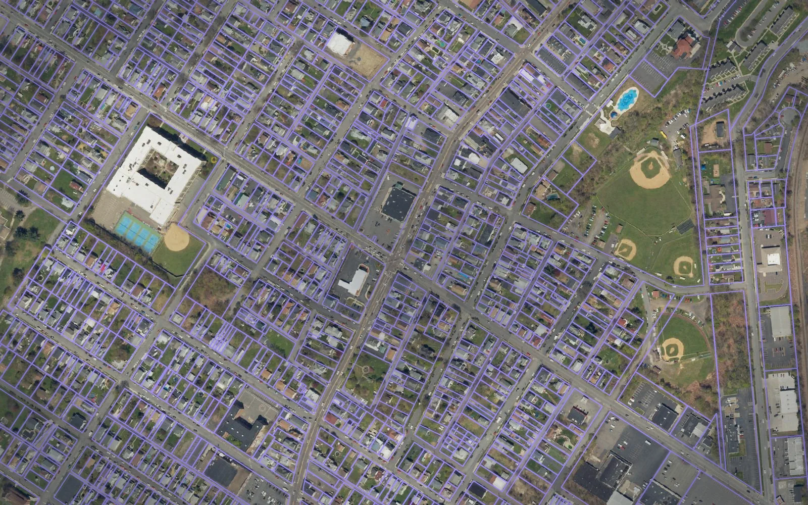 Parcel boundaries over aerial imagery of Lackawanna County, Pennsylvania