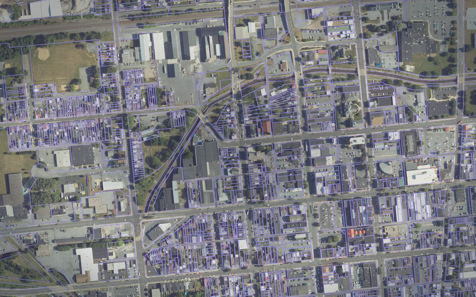 Parcel boundaries over aerial imagery of Lebanon County, Pennsylvania