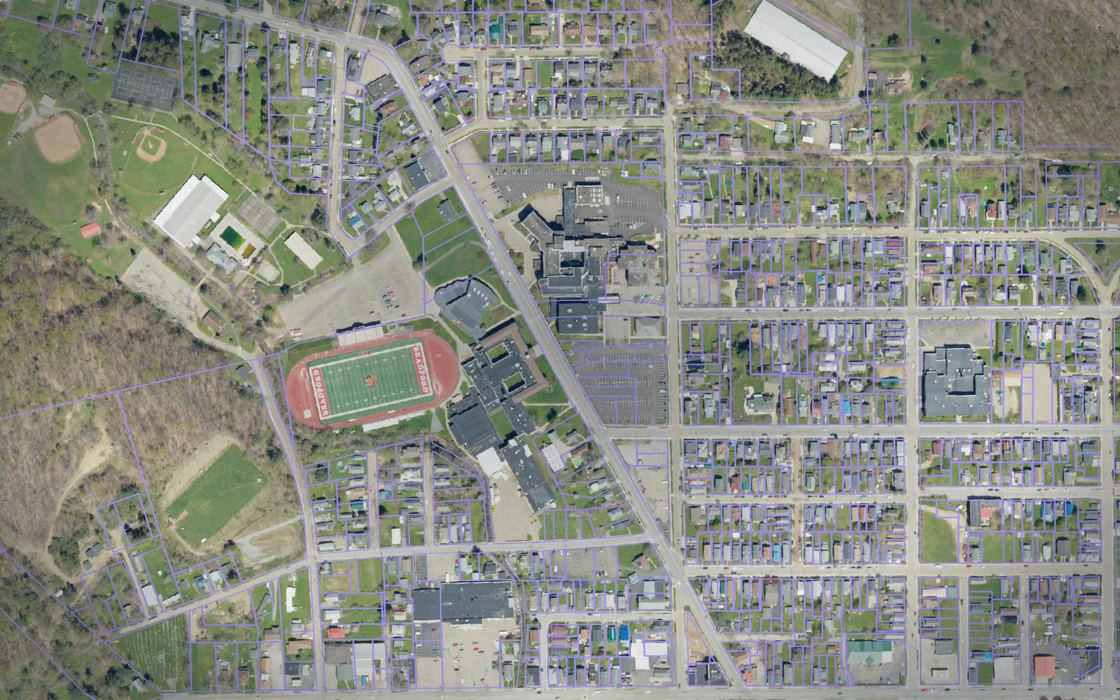 Parcel boundaries over aerial imagery of McKean County, Pennsylvania