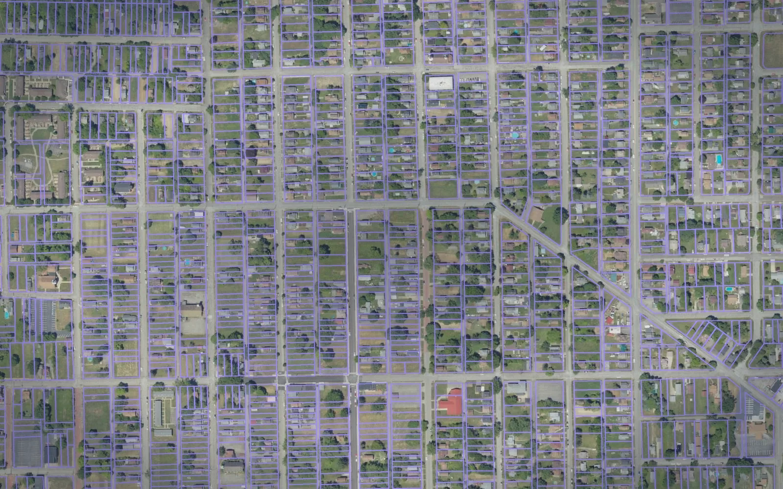Parcel boundaries over aerial imagery of Mercer County, Pennsylvania