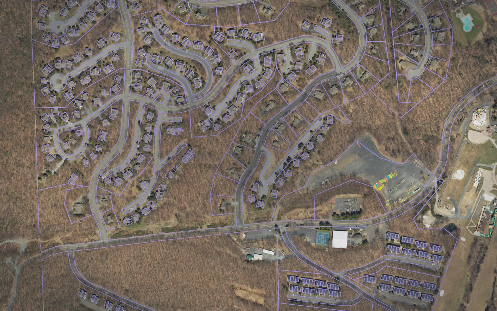 Parcel boundaries over aerial imagery of Monroe County, Pennsylvania