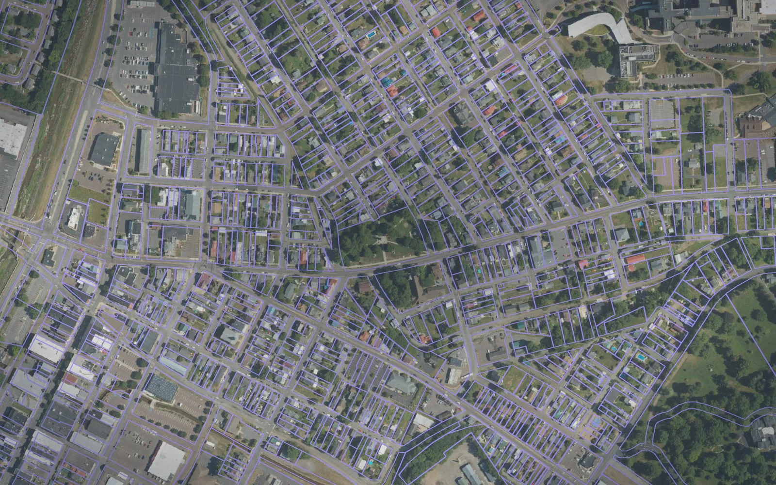 Parcel boundaries over aerial imagery of Montour County, Pennsylvania