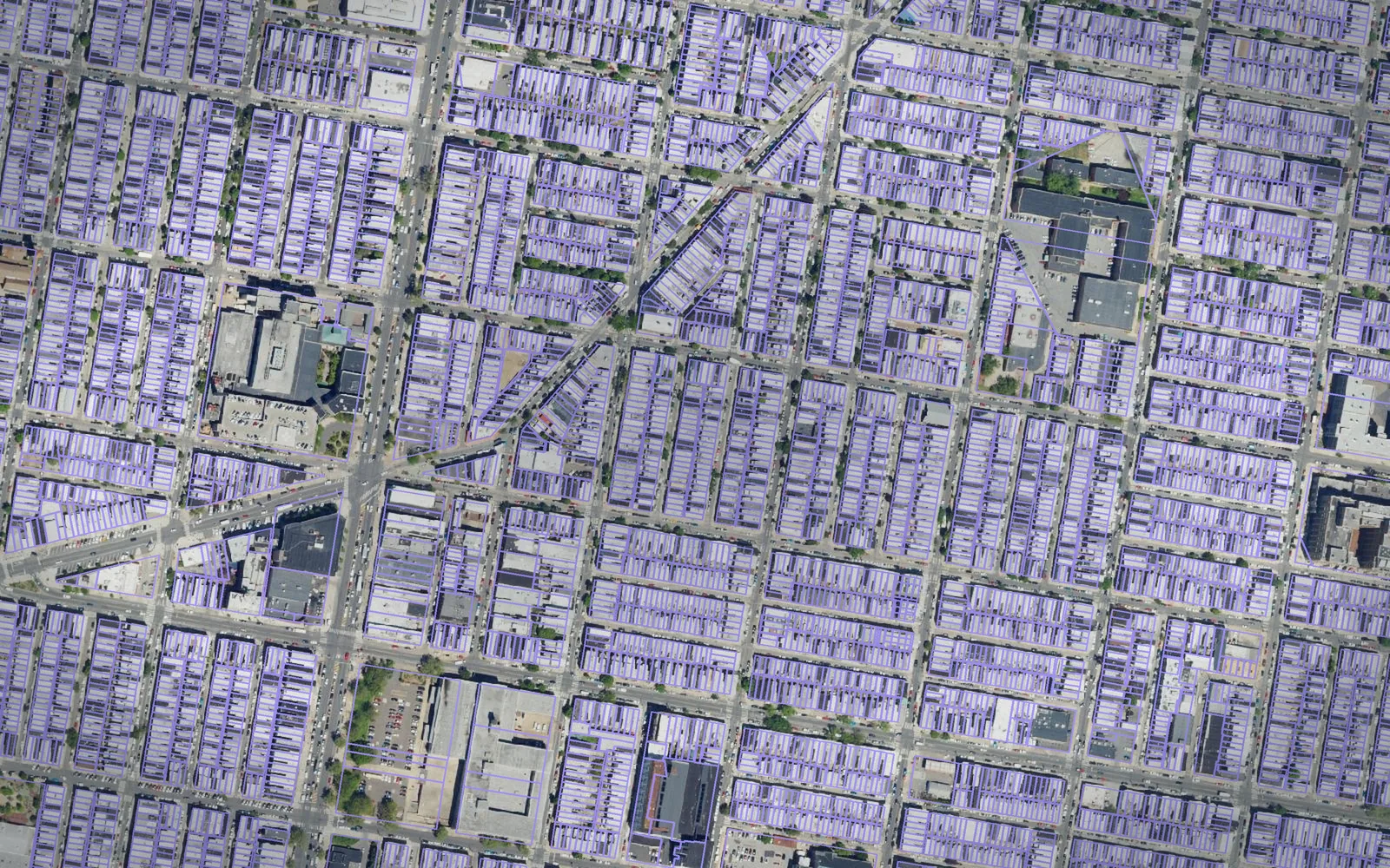 Parcel boundaries over aerial imagery of Philadelphia County, Pennsylvania