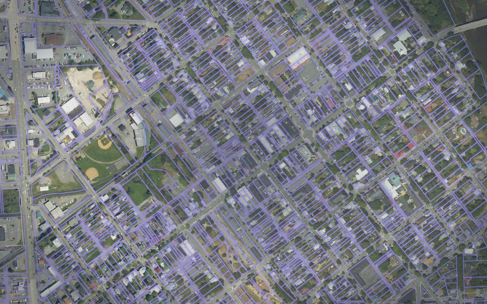 Parcel boundaries over aerial imagery of Union County, Pennsylvania