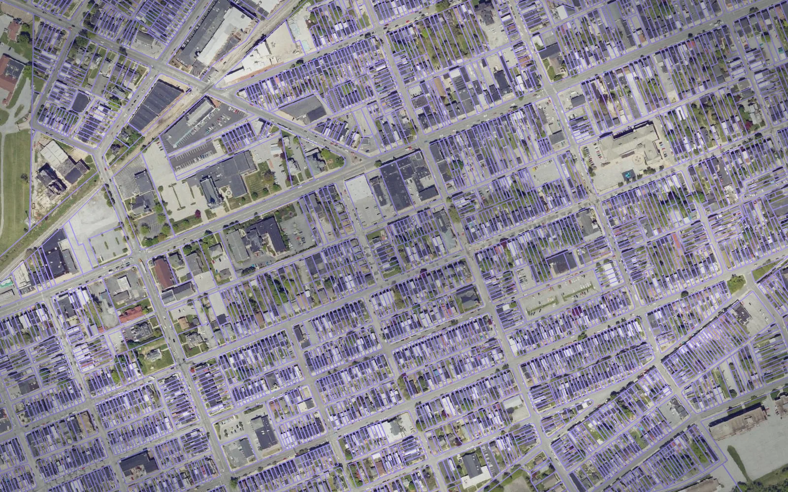 Parcel boundaries over aerial imagery of York County, Pennsylvania