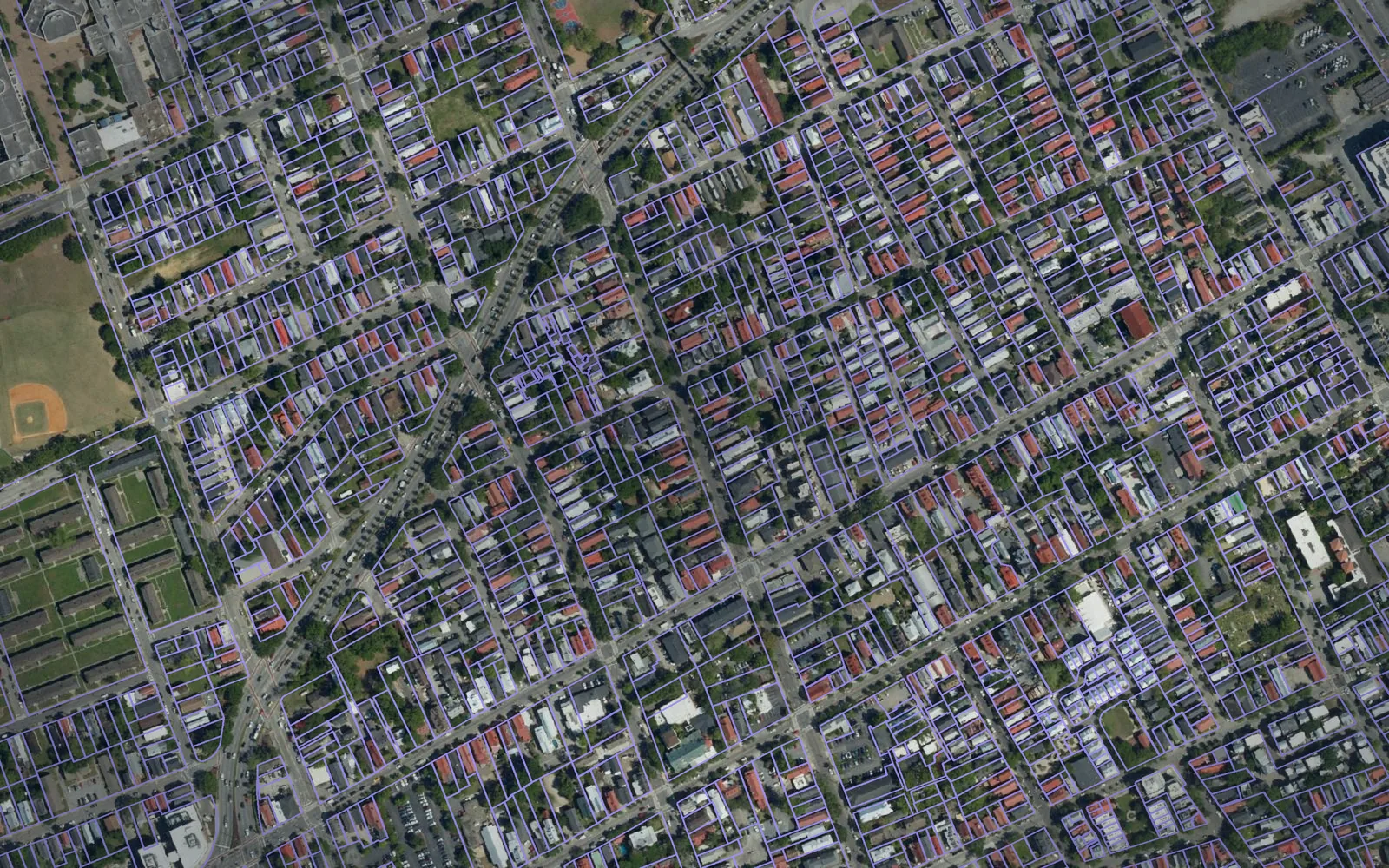 Parcel boundaries over aerial imagery of Charleston County, South Carolina