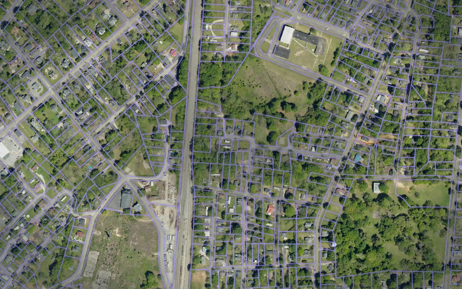 Parcel boundaries over aerial imagery of Chester County, South Carolina