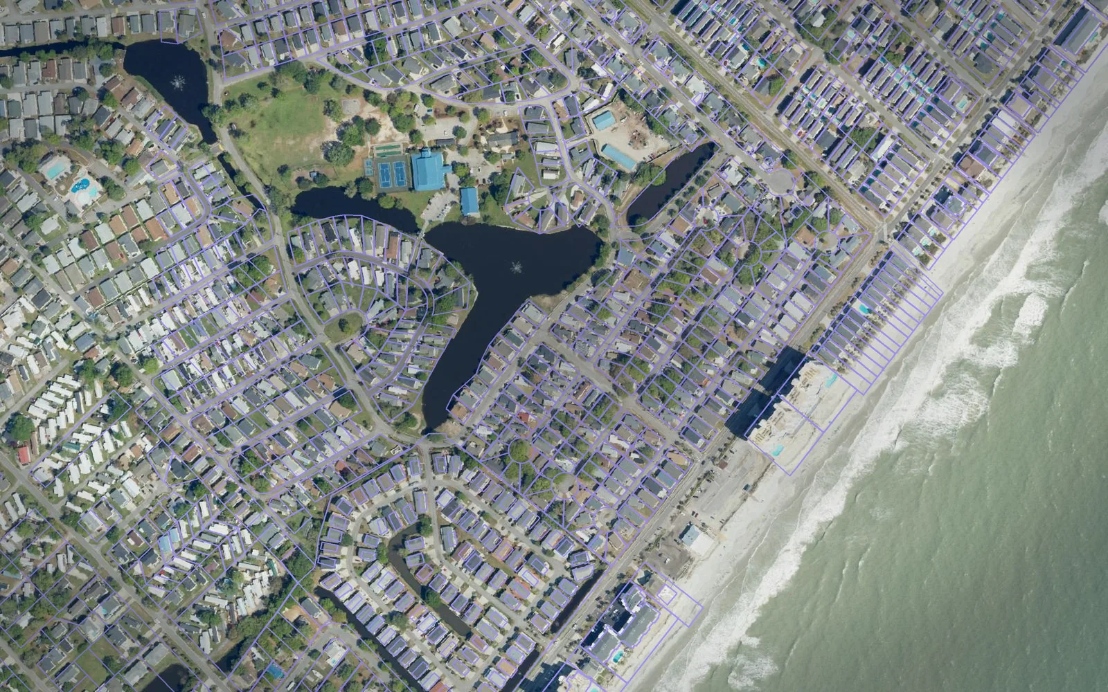 Parcel boundaries over aerial imagery of Horry County, South Carolina