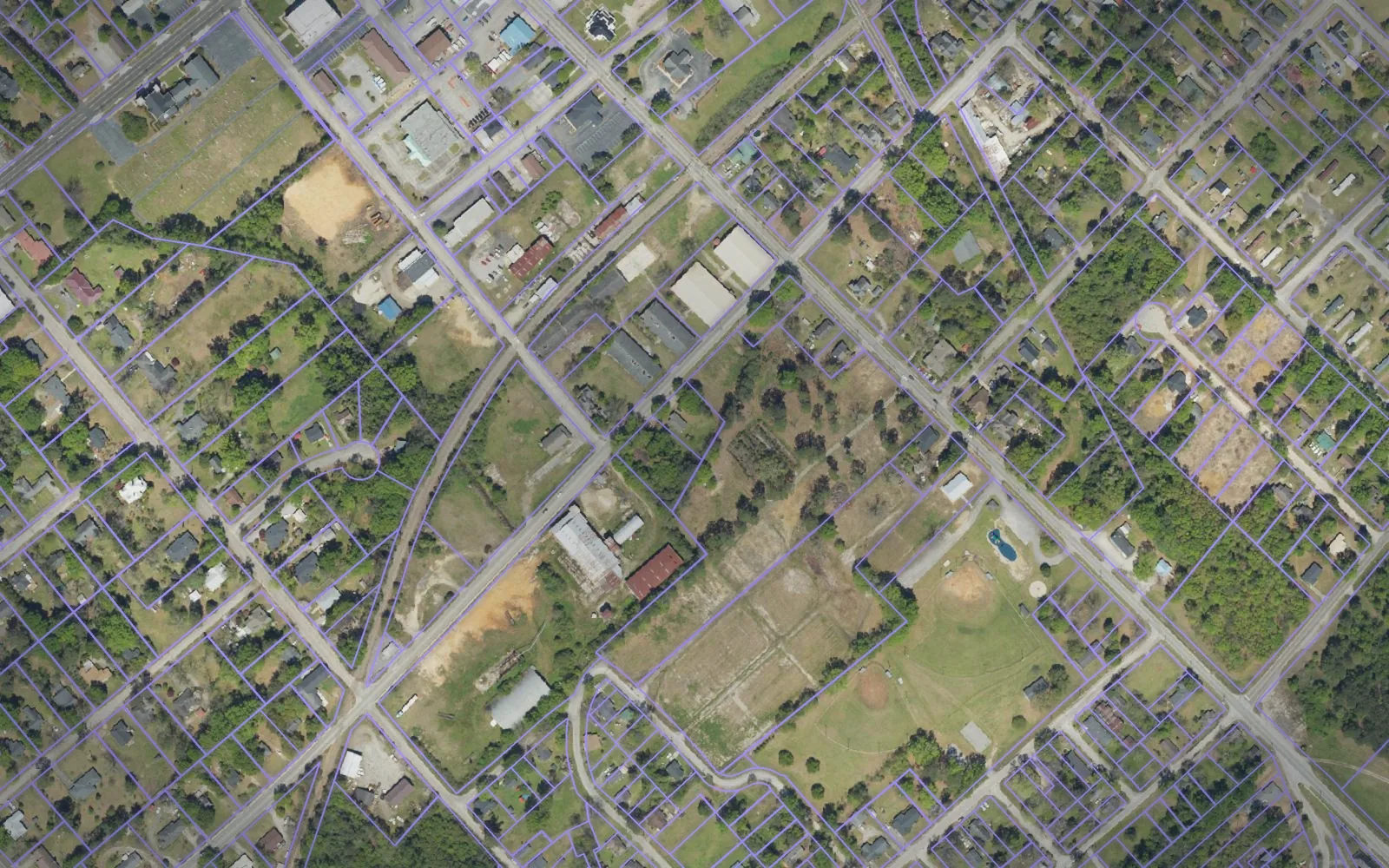 Parcel boundaries over aerial imagery of Lee County, South Carolina