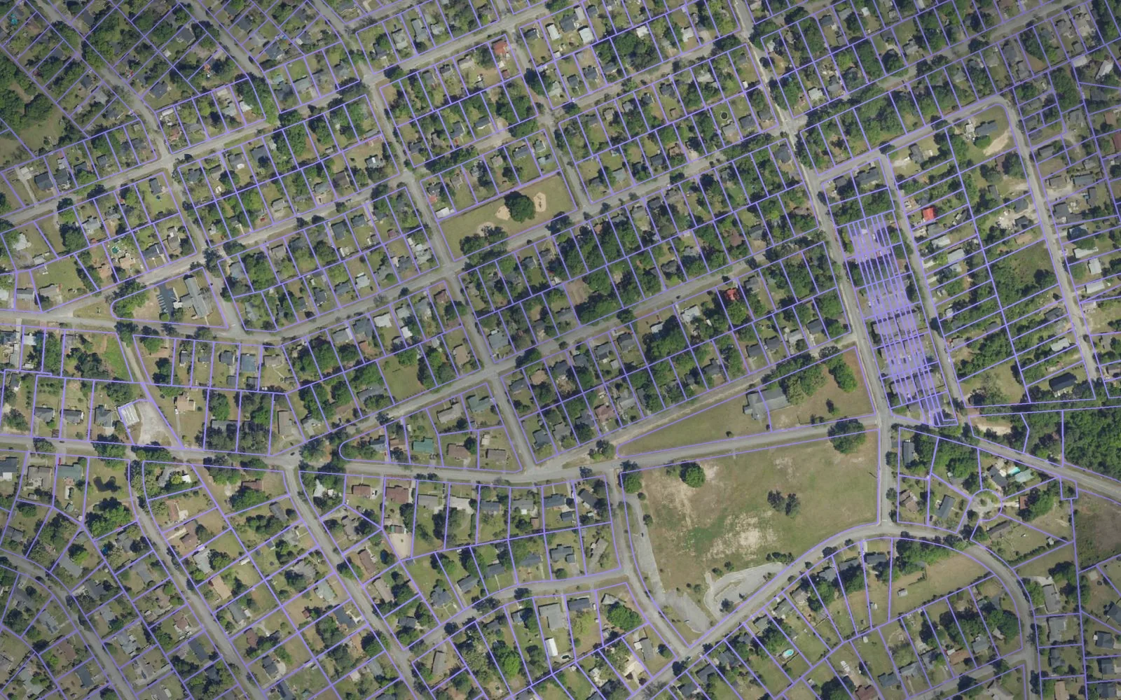 Parcel boundaries over aerial imagery of Lexington County, South Carolina