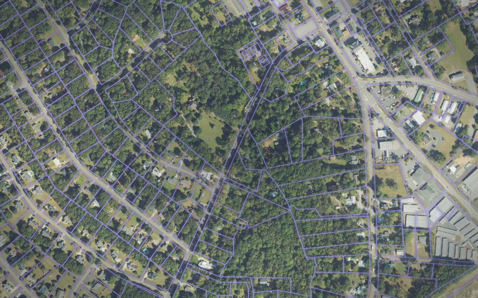 Parcel boundaries over aerial imagery of Oconee County, South Carolina