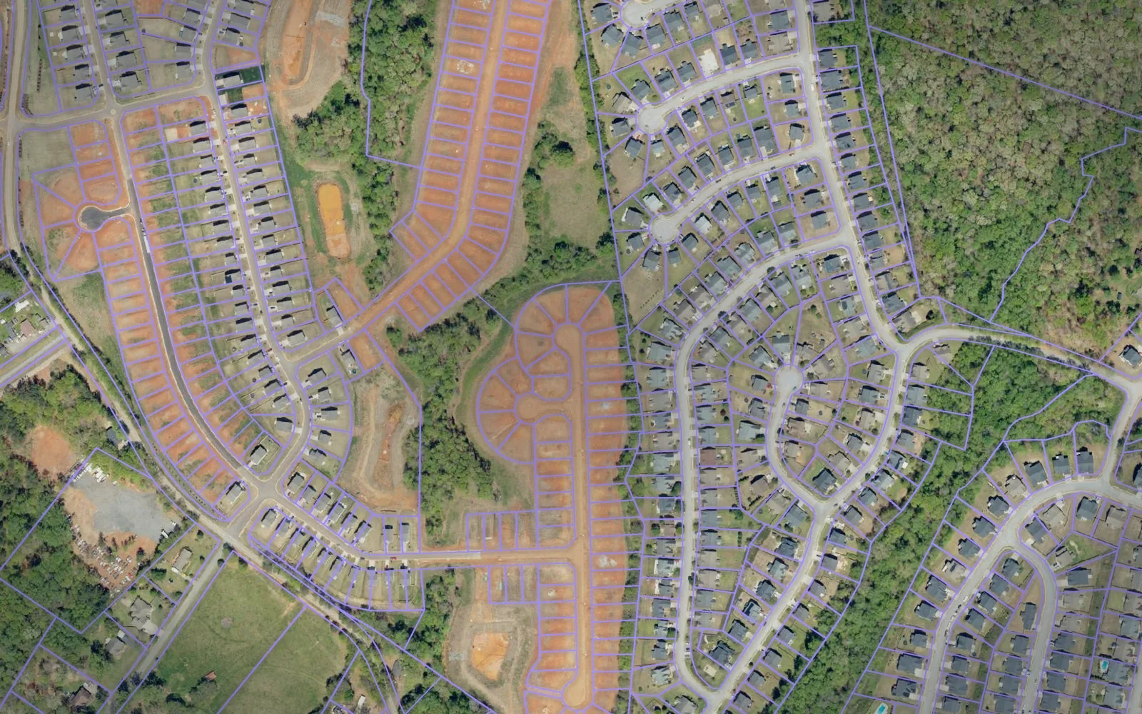 Parcel boundaries over aerial imagery of Spartanburg County, South Carolina