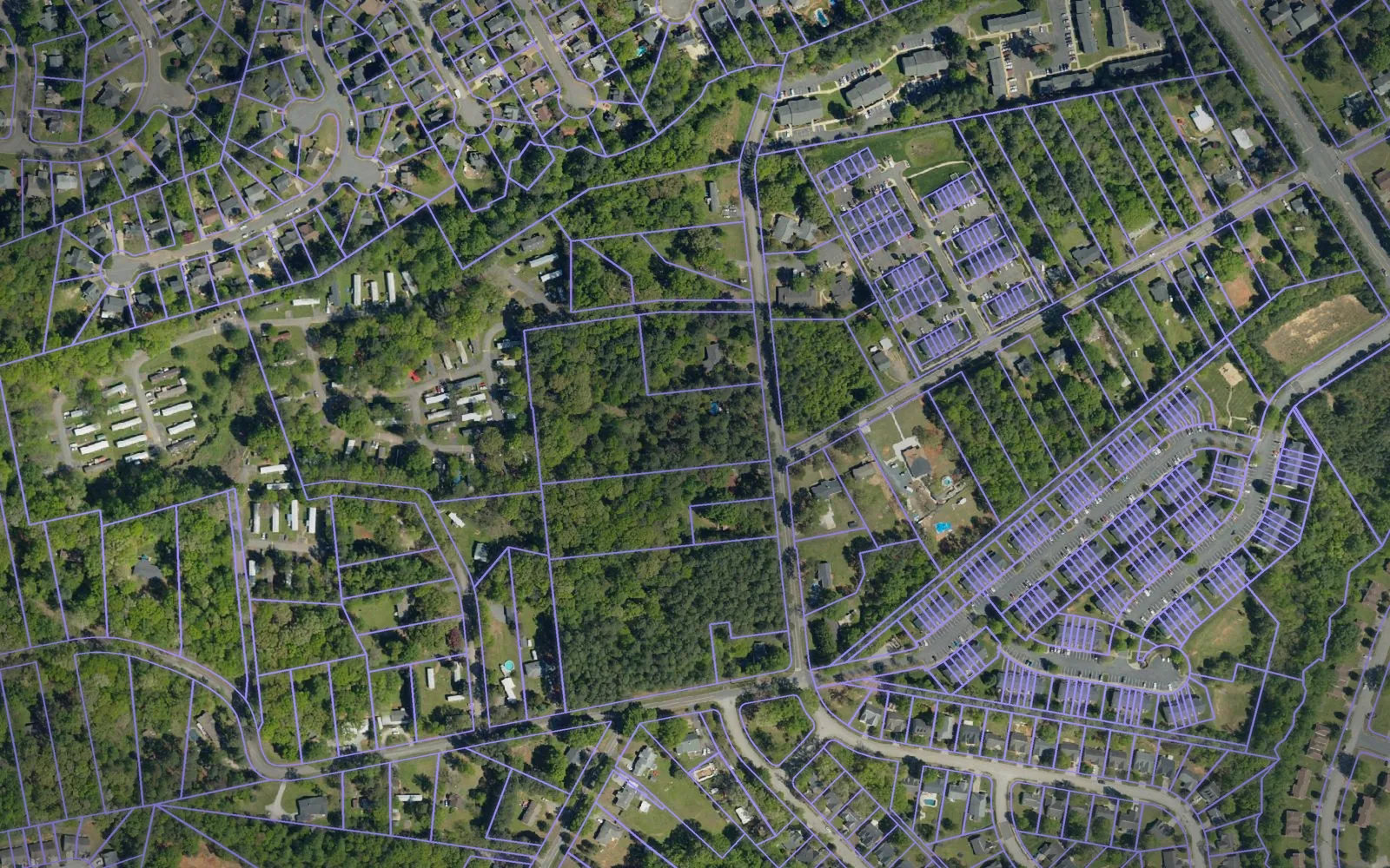 Parcel boundaries over aerial imagery of York County, South Carolina