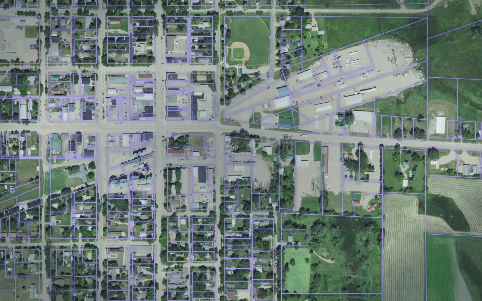 Parcel boundaries over aerial imagery of Clark County, South Dakota