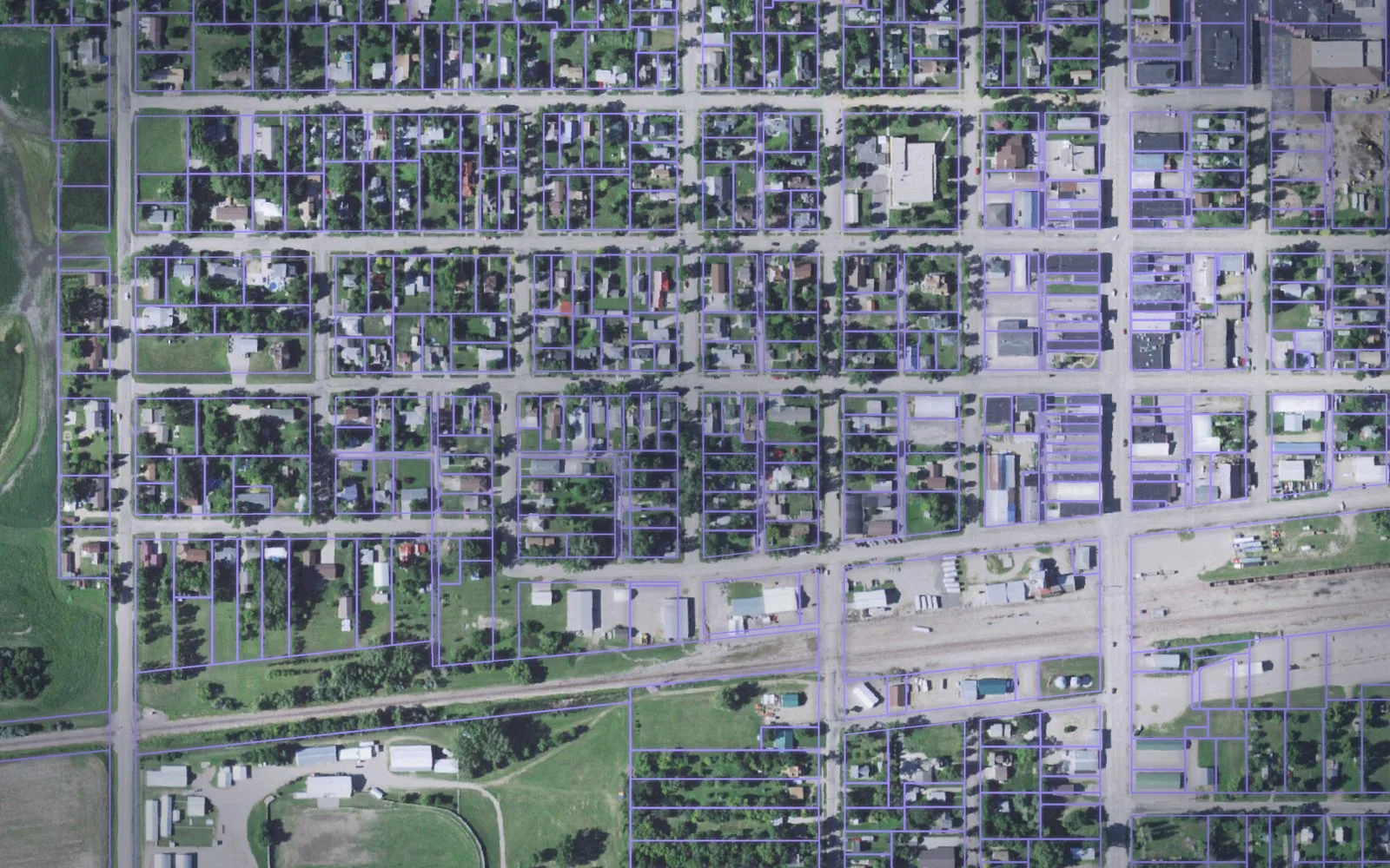 Parcel boundaries over aerial imagery of Day County, South Dakota