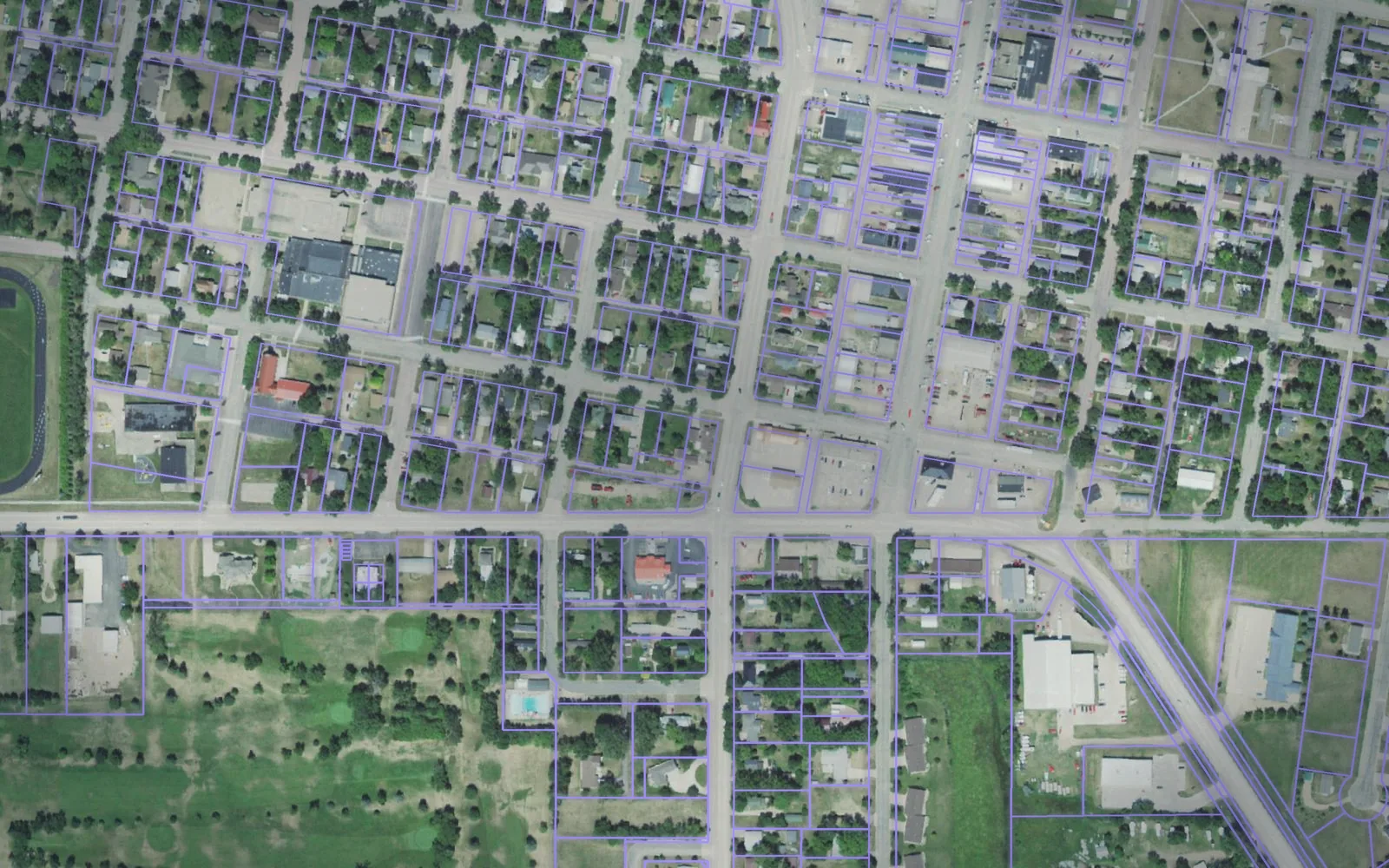 Parcel boundaries over aerial imagery of Kingsbury County, South Dakota