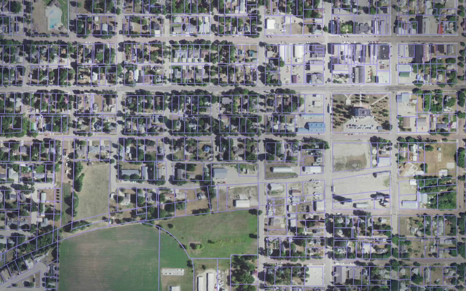 Parcel boundaries over aerial imagery of Moody County, South Dakota