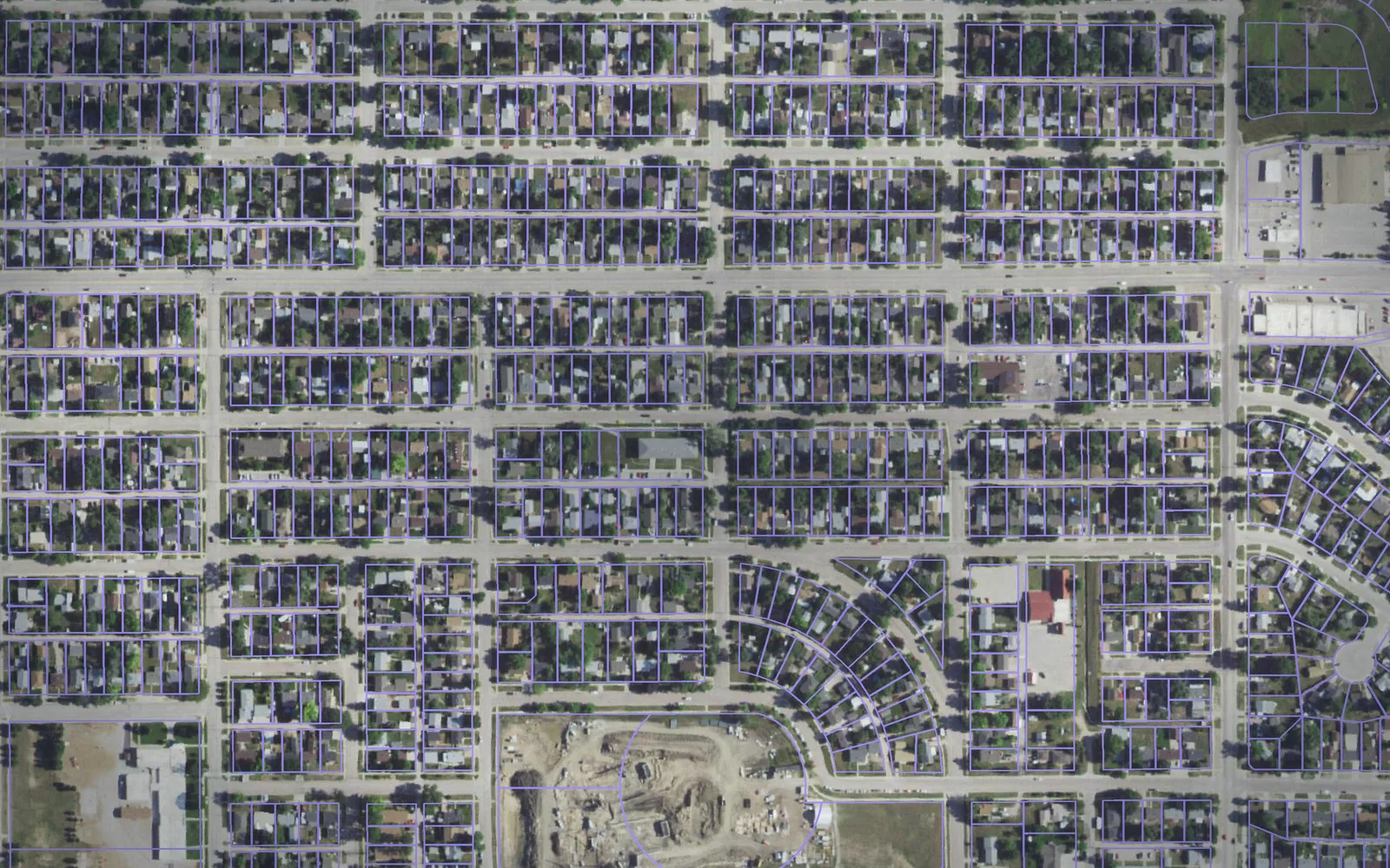 Parcel boundaries over aerial imagery of Pennington County, South Dakota
