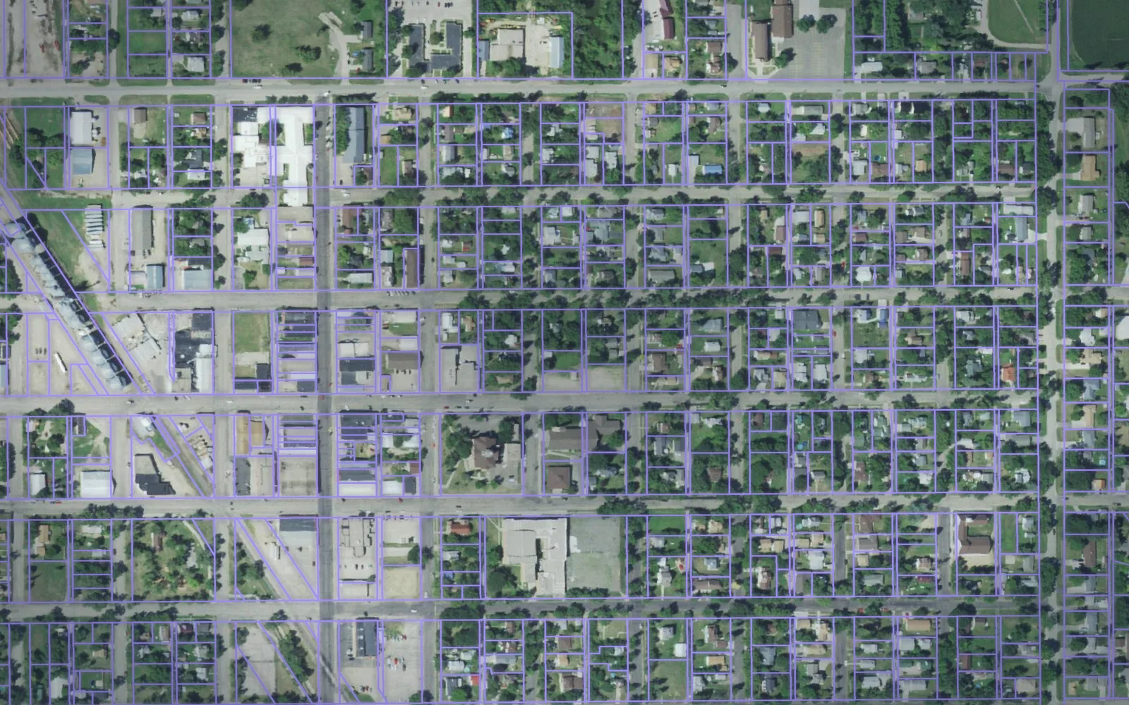 Parcel boundaries over aerial imagery of Roberts County, South Dakota