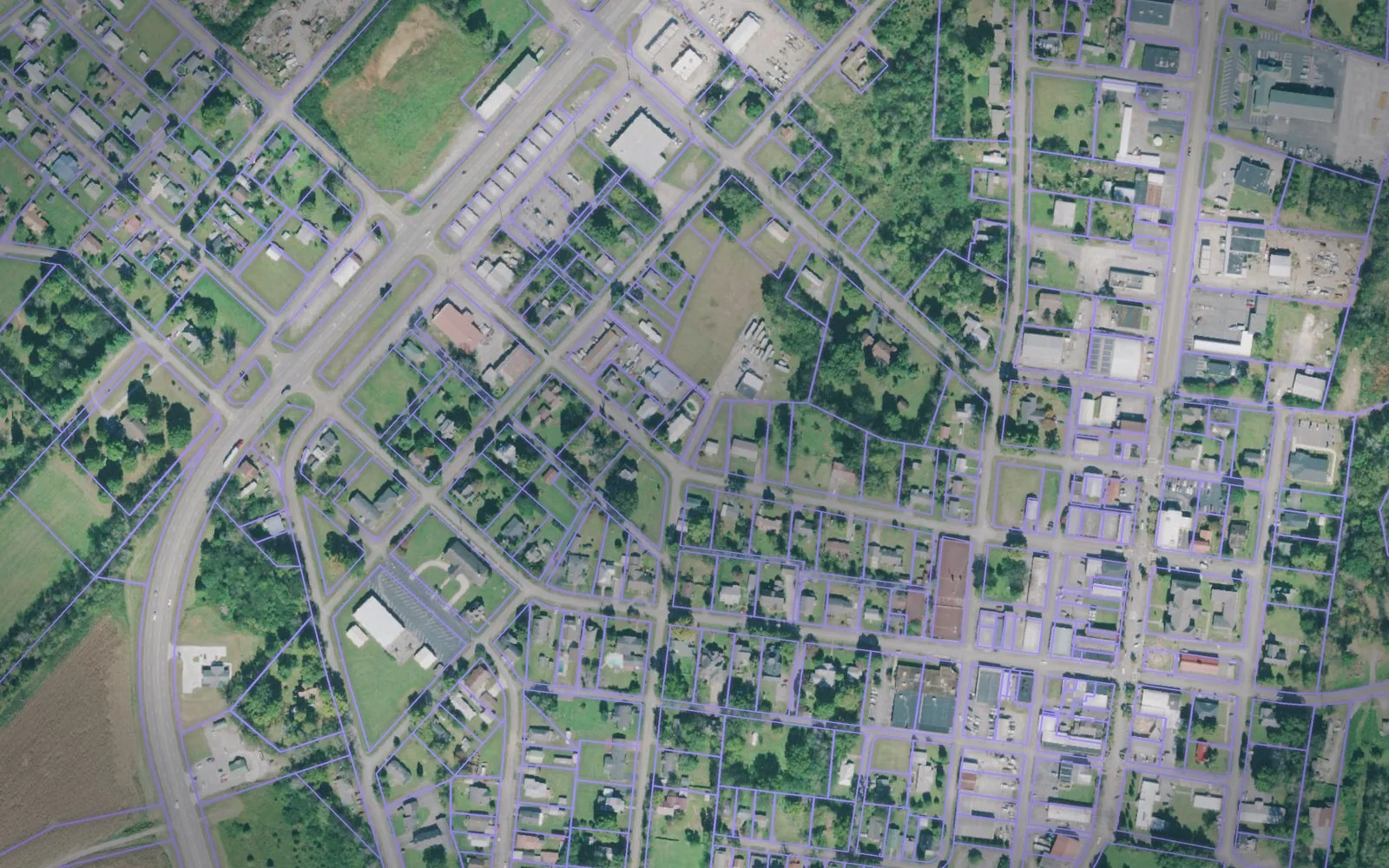 Parcel boundaries over aerial imagery of Bledsoe County, Tennessee