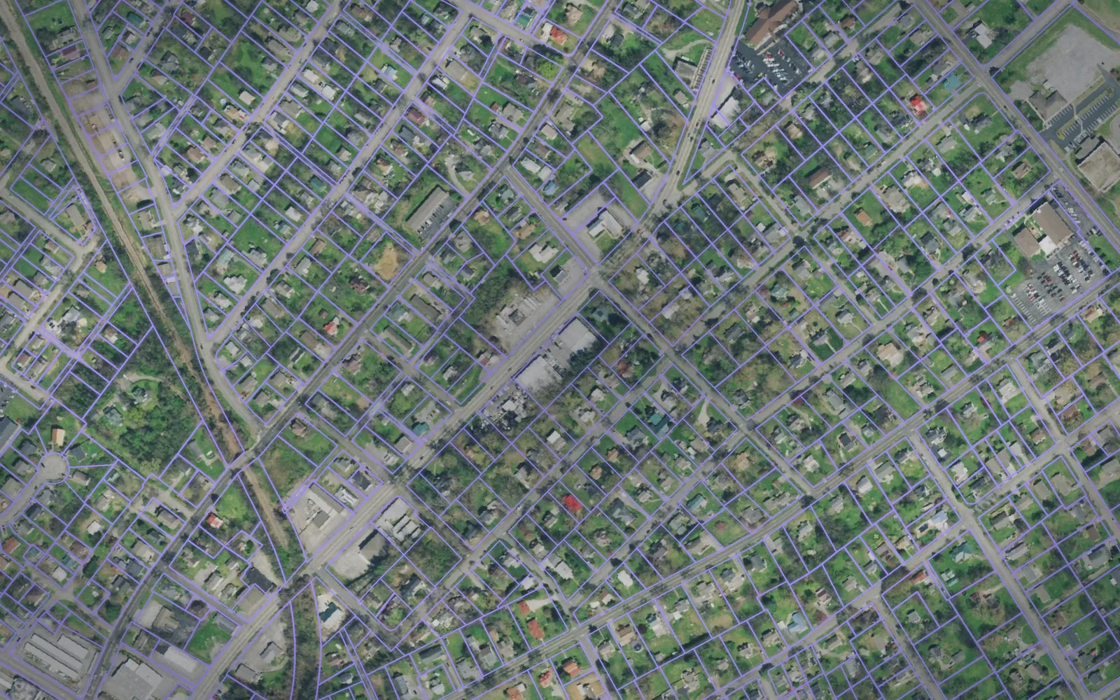 Parcel boundaries over aerial imagery of Blount County, Tennessee