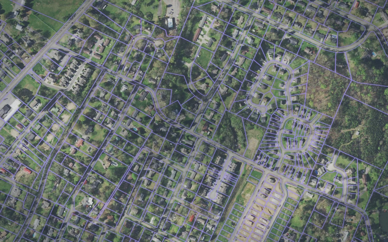 Parcel boundaries over aerial imagery of Bradley County, Tennessee