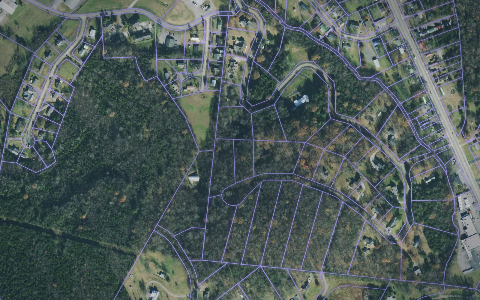 Parcel boundaries over aerial imagery of Cannon County, Tennessee