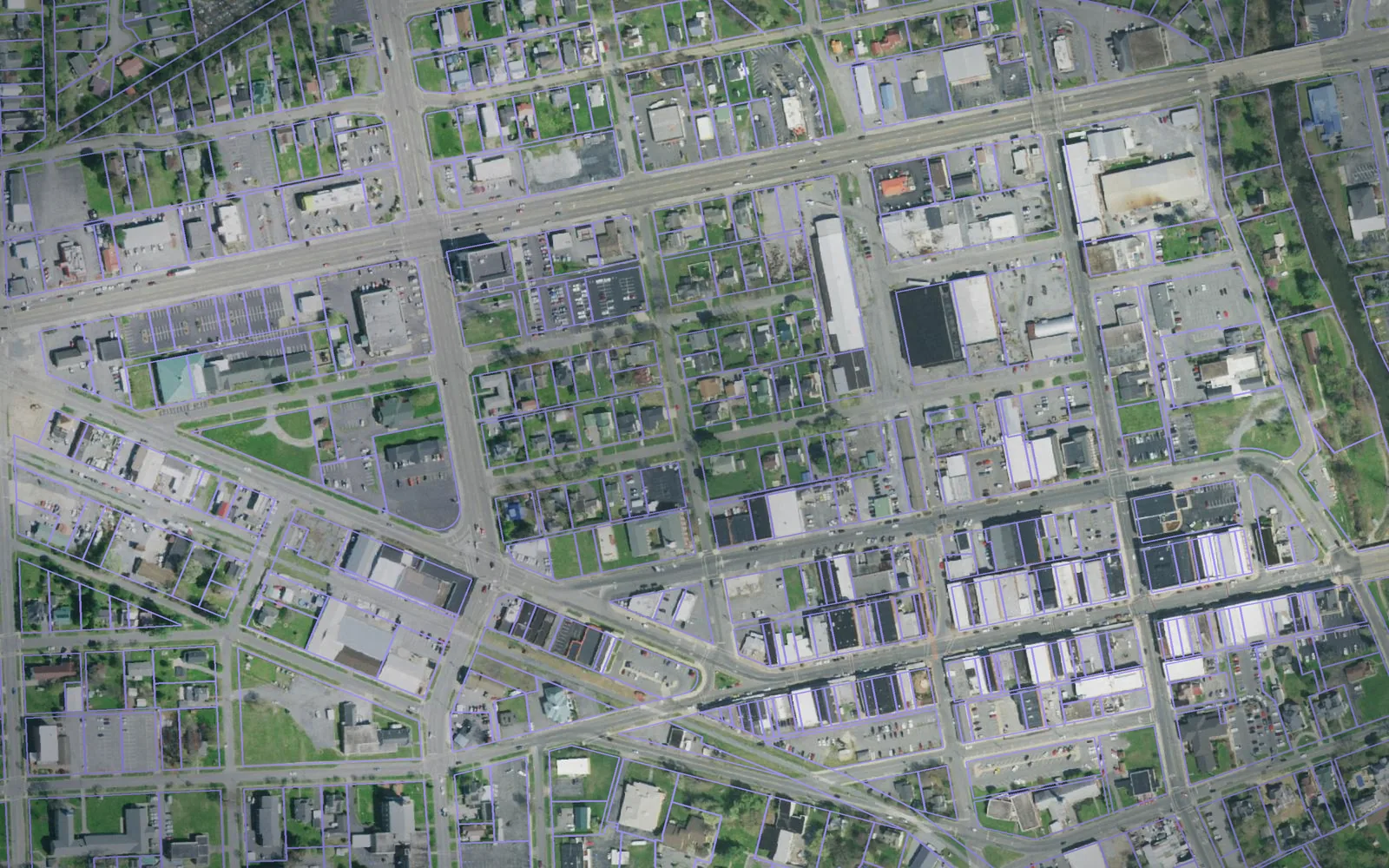 Parcel boundaries over aerial imagery of Carter County, Tennessee