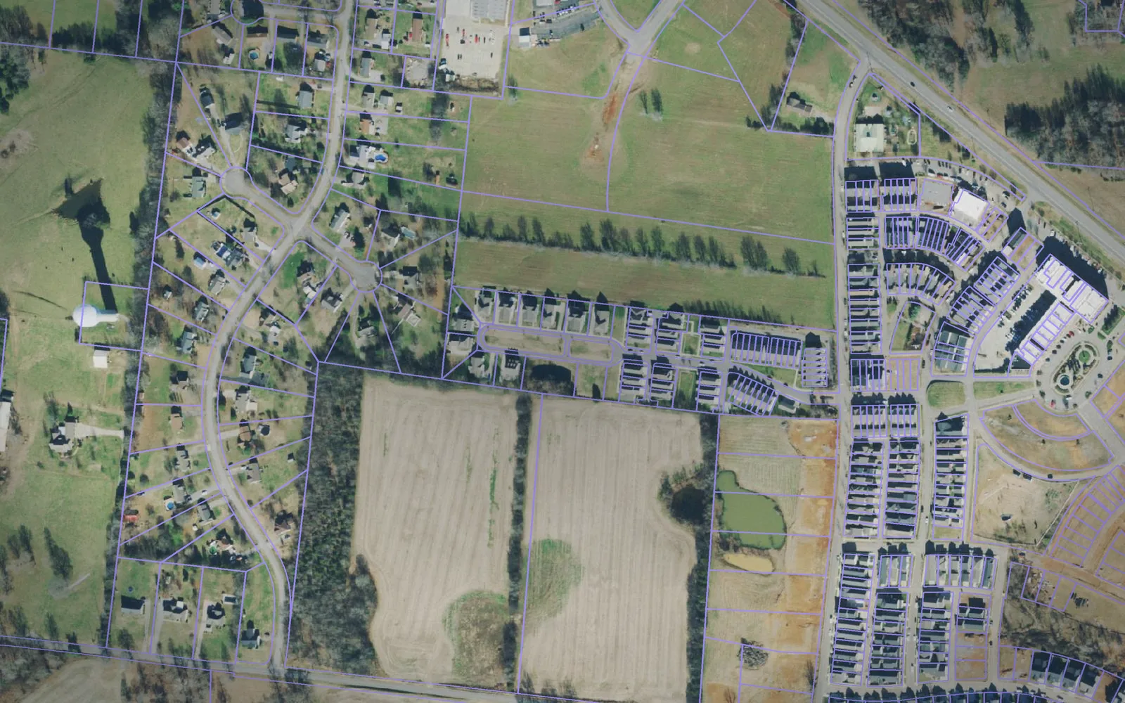 Parcel boundaries over aerial imagery of Cheatham County, Tennessee