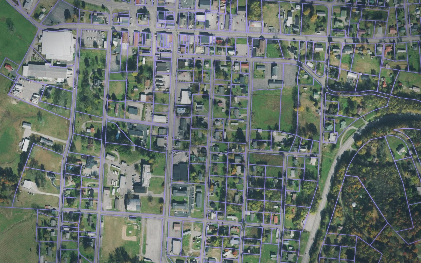 Parcel boundaries over aerial imagery of Clay County, Tennessee