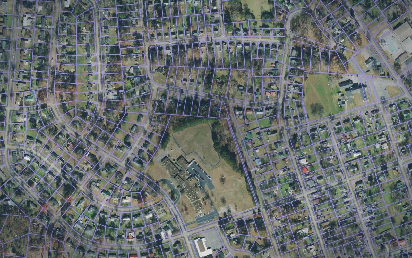 Parcel boundaries over aerial imagery of Coffee County, Tennessee