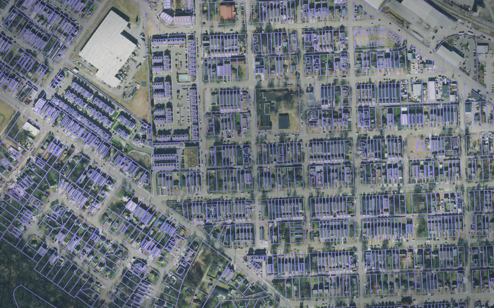 Parcel boundaries over aerial imagery of Davidson County, Tennessee