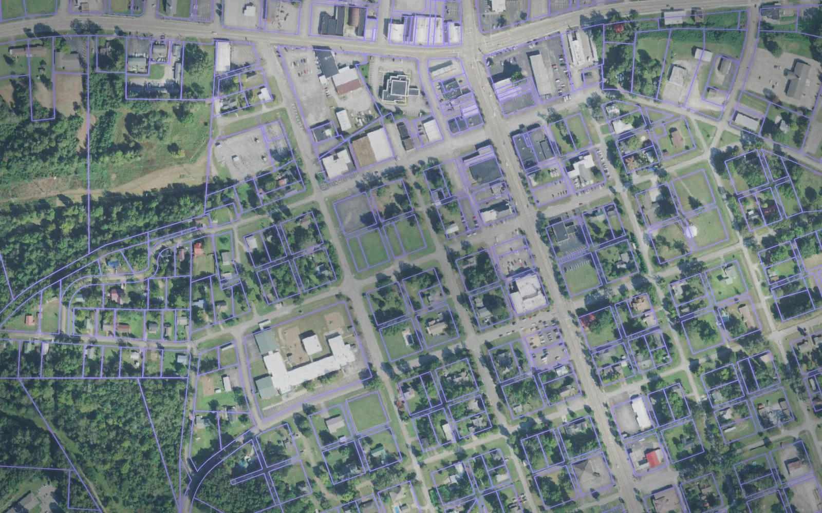 Parcel boundaries over aerial imagery of Decatur County, Tennessee