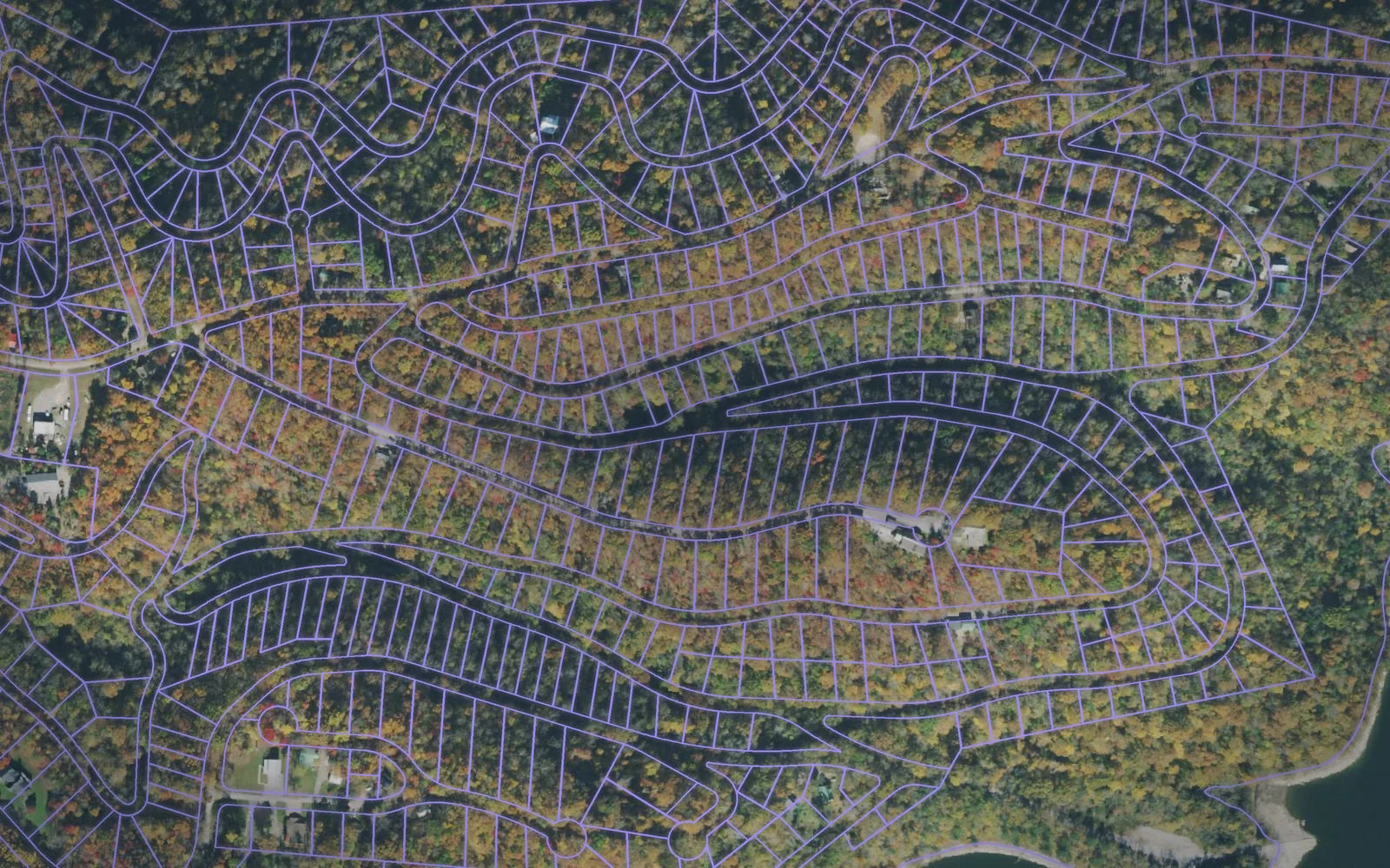 Parcel boundaries over aerial imagery of DeKalb County, Tennessee