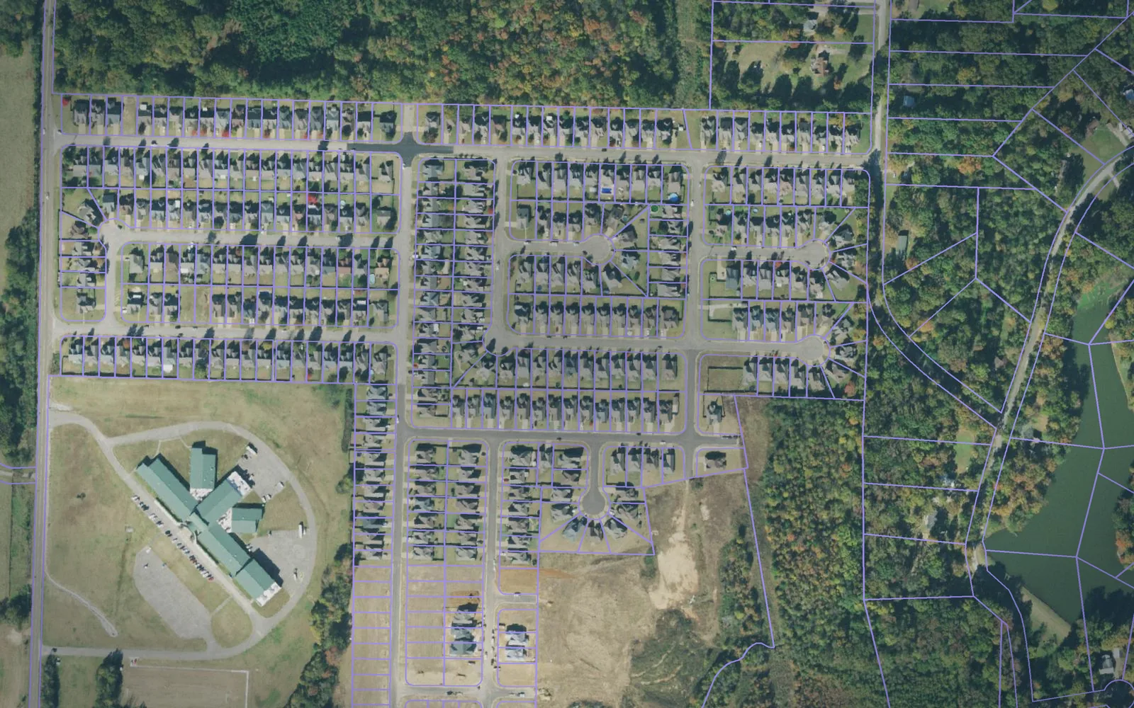 Parcel boundaries over aerial imagery of Fayette County, Tennessee