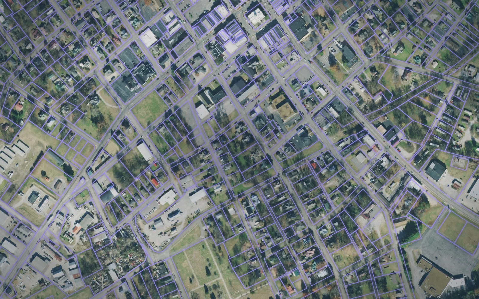 Parcel boundaries over aerial imagery of Franklin County, Tennessee
