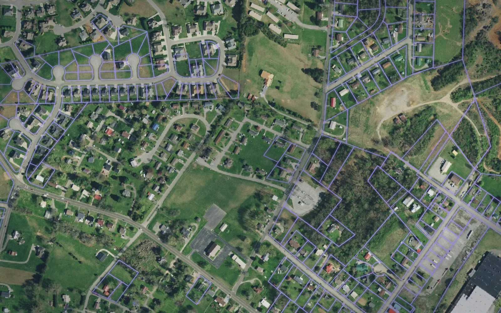Parcel boundaries over aerial imagery of Hamblen County, Tennessee