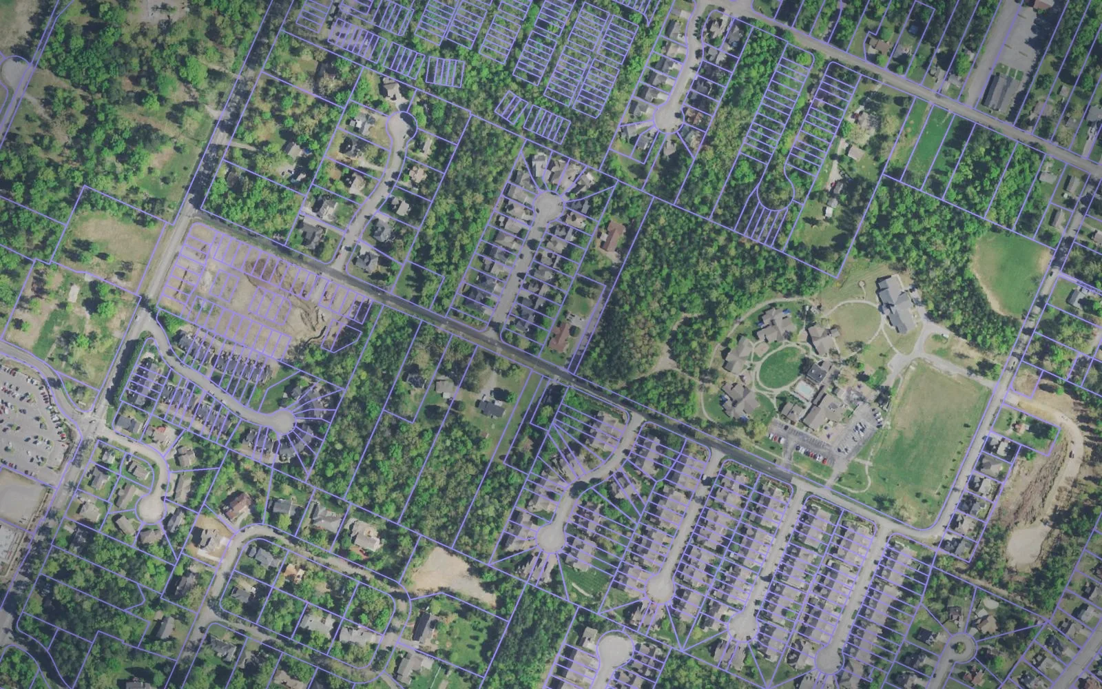 Parcel boundaries over aerial imagery of Hamilton County, Tennessee