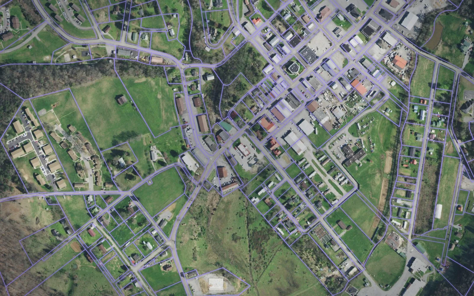Parcel boundaries over aerial imagery of Hancock County, Tennessee