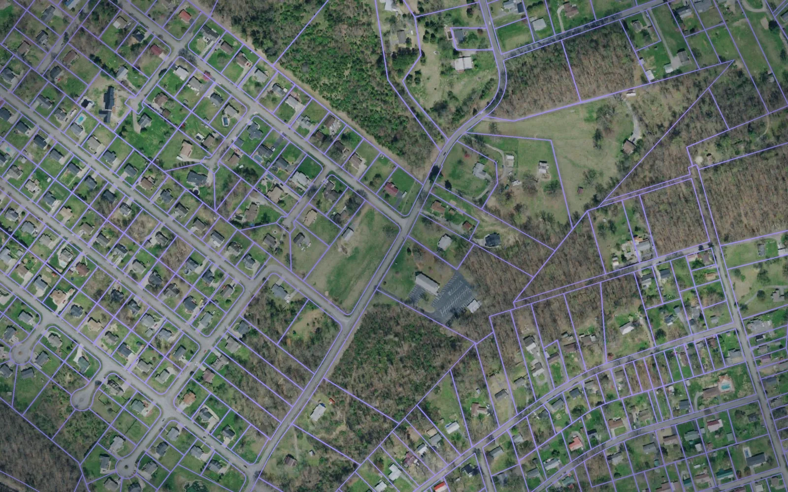 Parcel boundaries over aerial imagery of Hawkins County, Tennessee