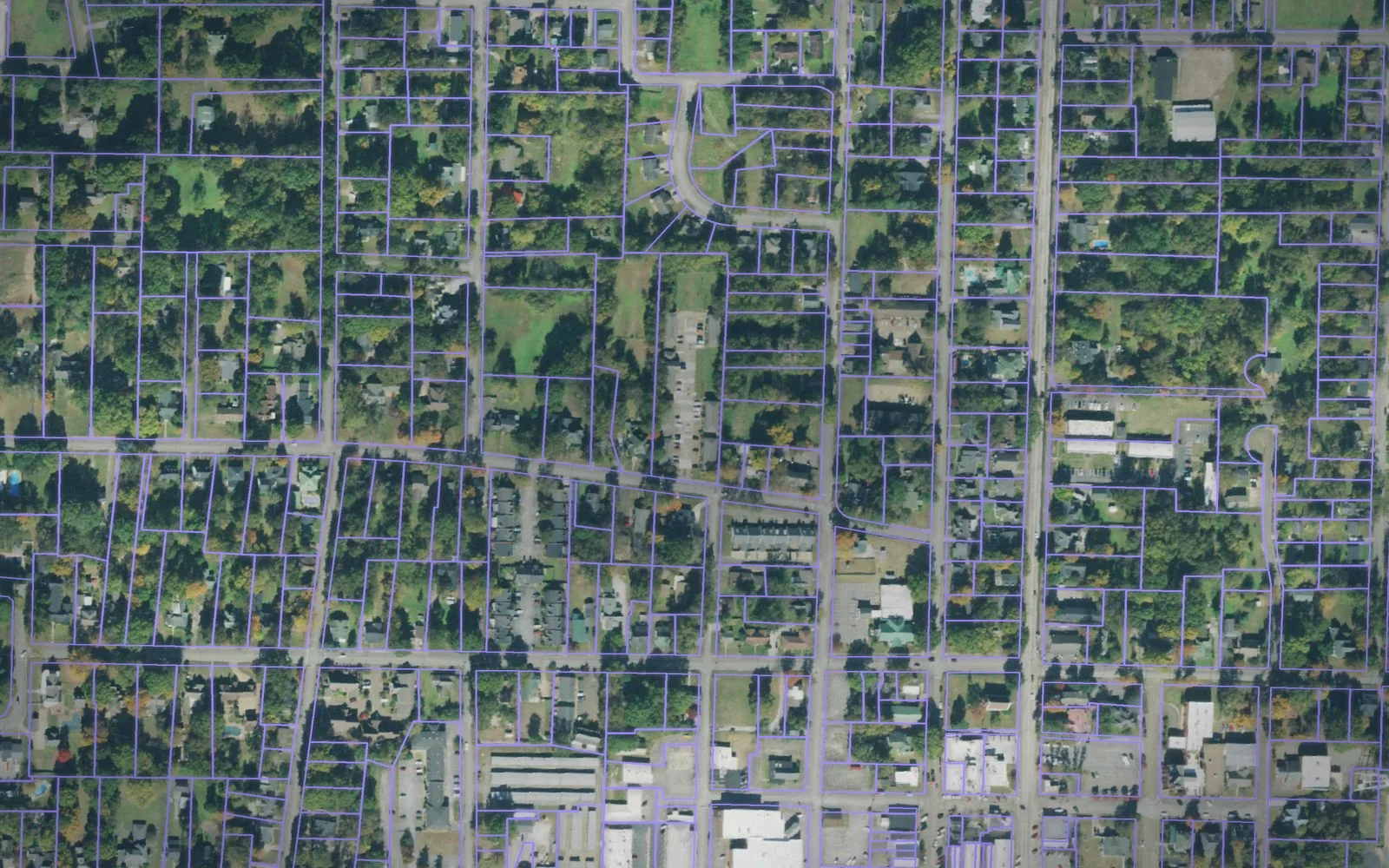 Parcel boundaries over aerial imagery of Haywood County, Tennessee