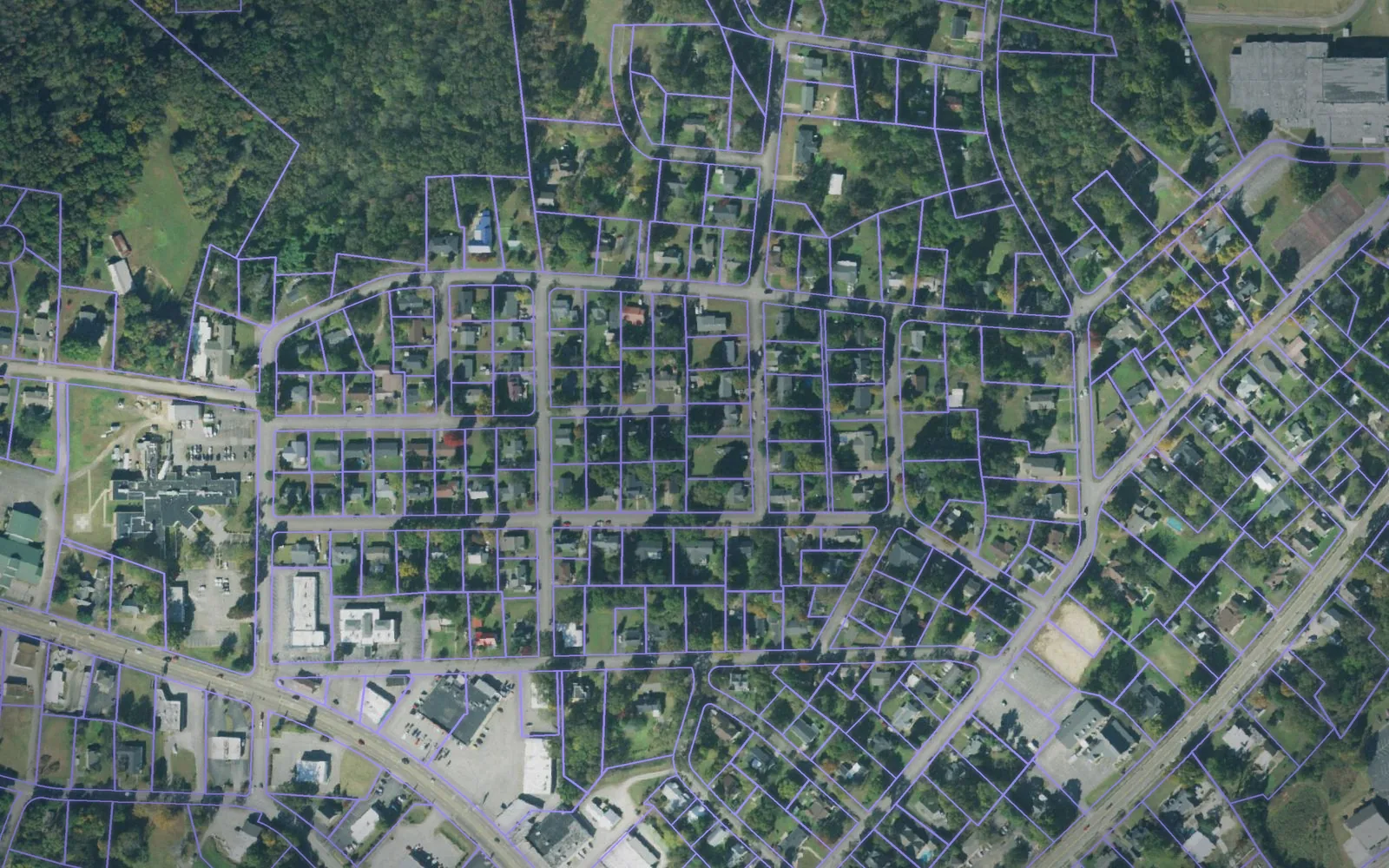 Parcel boundaries over aerial imagery of Henderson County, Tennessee